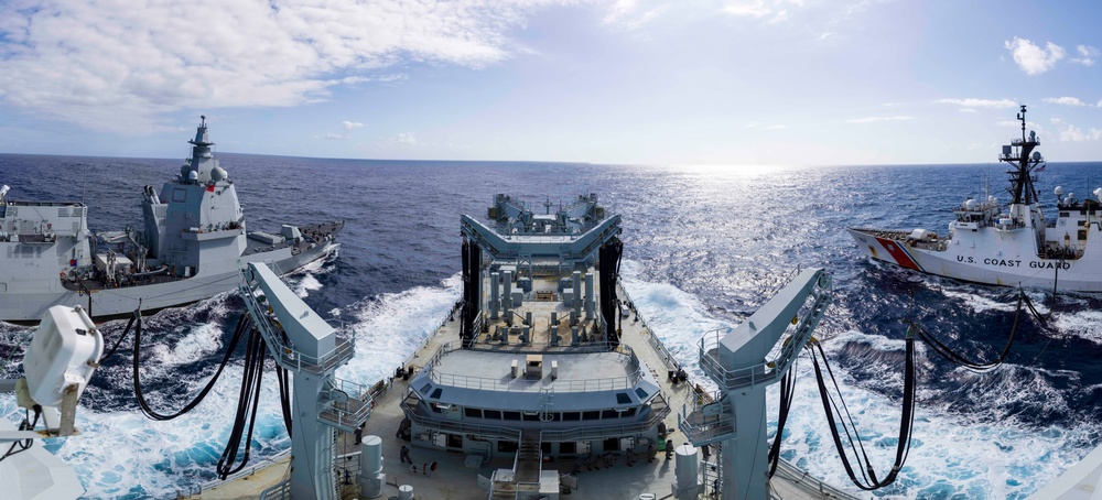 MV Asterix conducts RAS  with ITS Montecuccoli, USCGC Midgett