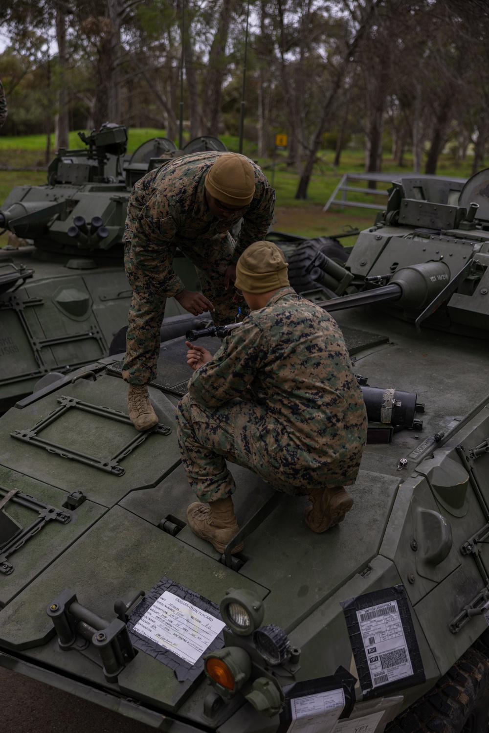 U.S. Marines with 1st LAR Bn. prepare weapon systems for Exercise Predator’s Run 24