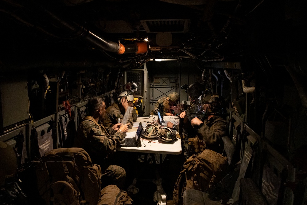 MRF-D 24.3 Marines conduct aerial command and control from MV-22B Osprey during Exercise Predator’s Run 24