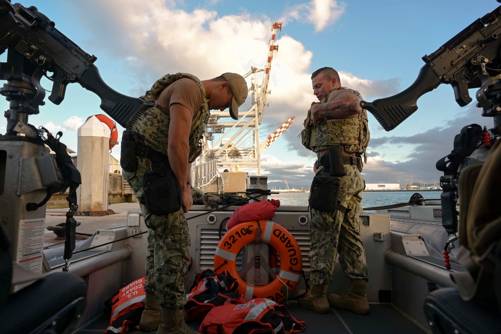 U.S. Coast Guard Port Security practice secuity escort.