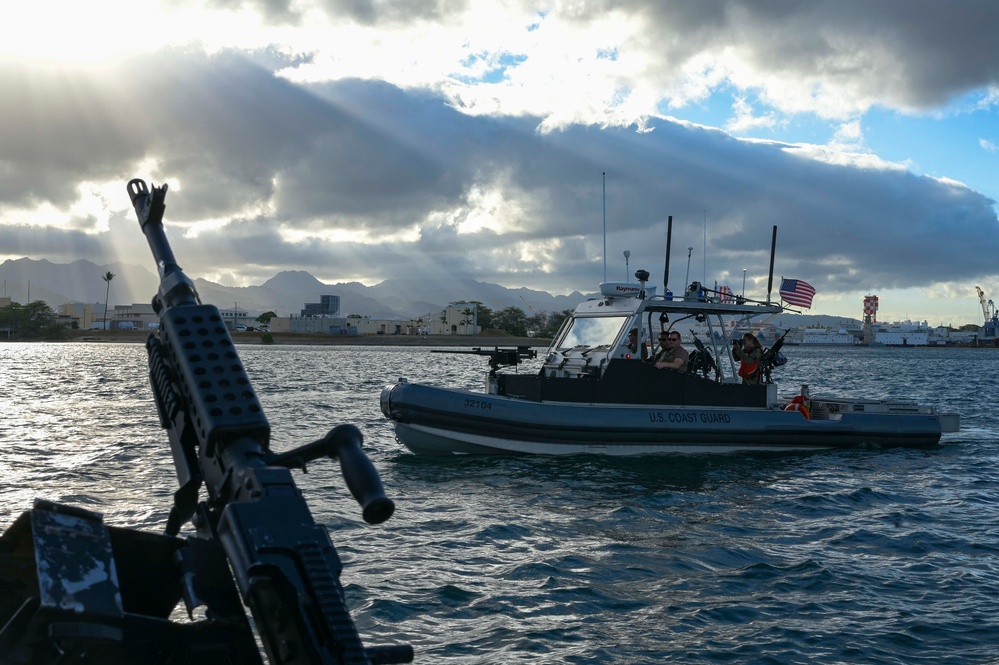 U.S. Coast Guard Port Security practice security escort