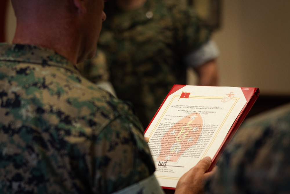 Lt. Col. Hardenburgh Receives MSM and Farewell