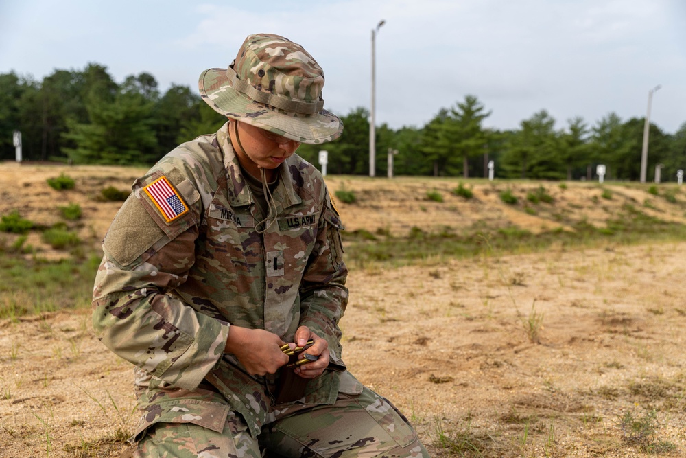 1st Lt. Brianna Mirmina fills her magazine