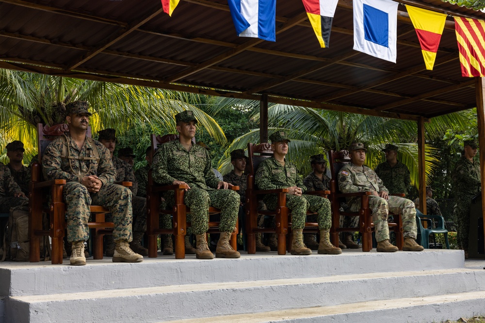 U.S. and Colombian Marines attend the opening ceremony of the Colombian Fluvial Operations Course.