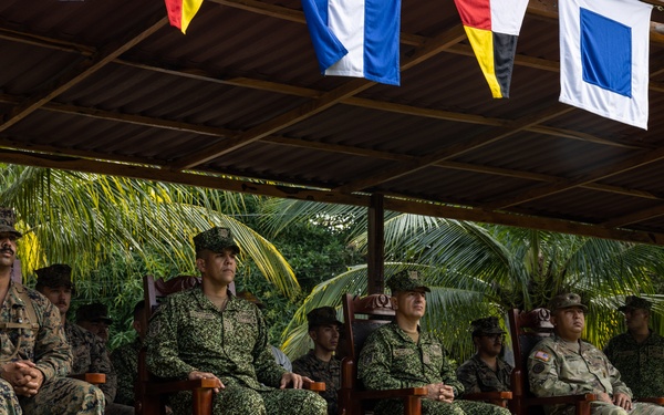 U.S. and Colombian Marines attend the opening ceremony of the Colombian Fluvial Operations Course.
