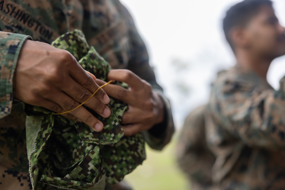 U.S. Marines participate in swim qualification during the Colombian Fluvial Operations Course.