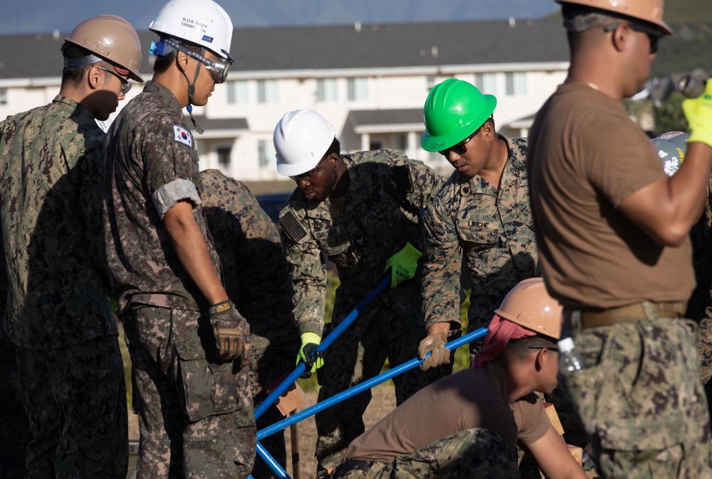 U.S. Marines and Seabees, With ROK Navy, Complete Construction of Fort Hase Sidewalk