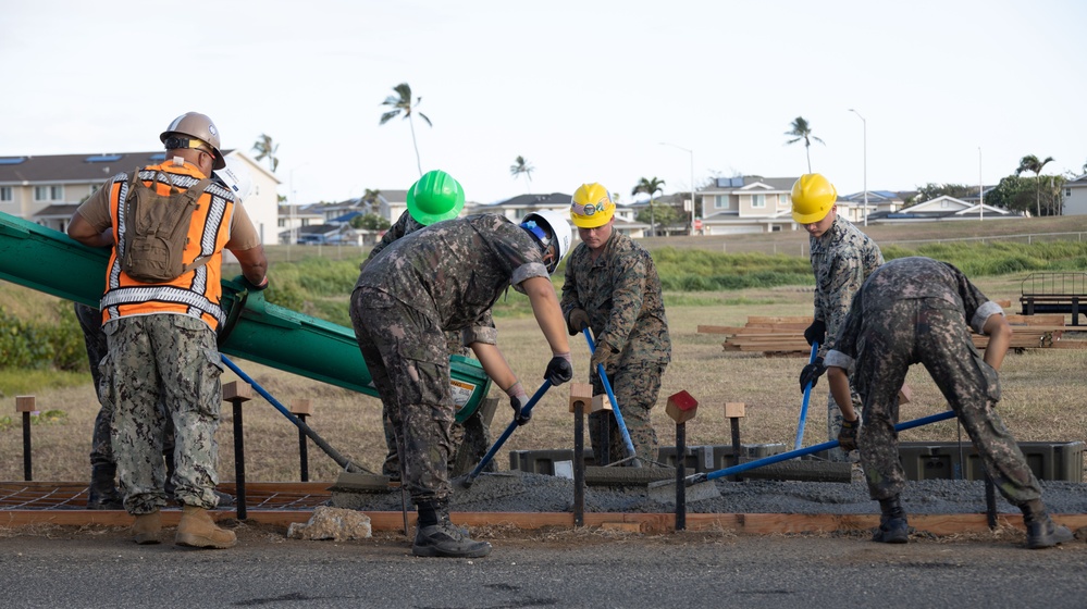 U.S. Marines and Seabees, With ROK Navy, Complete Construction of Fort Hase Sidewalk