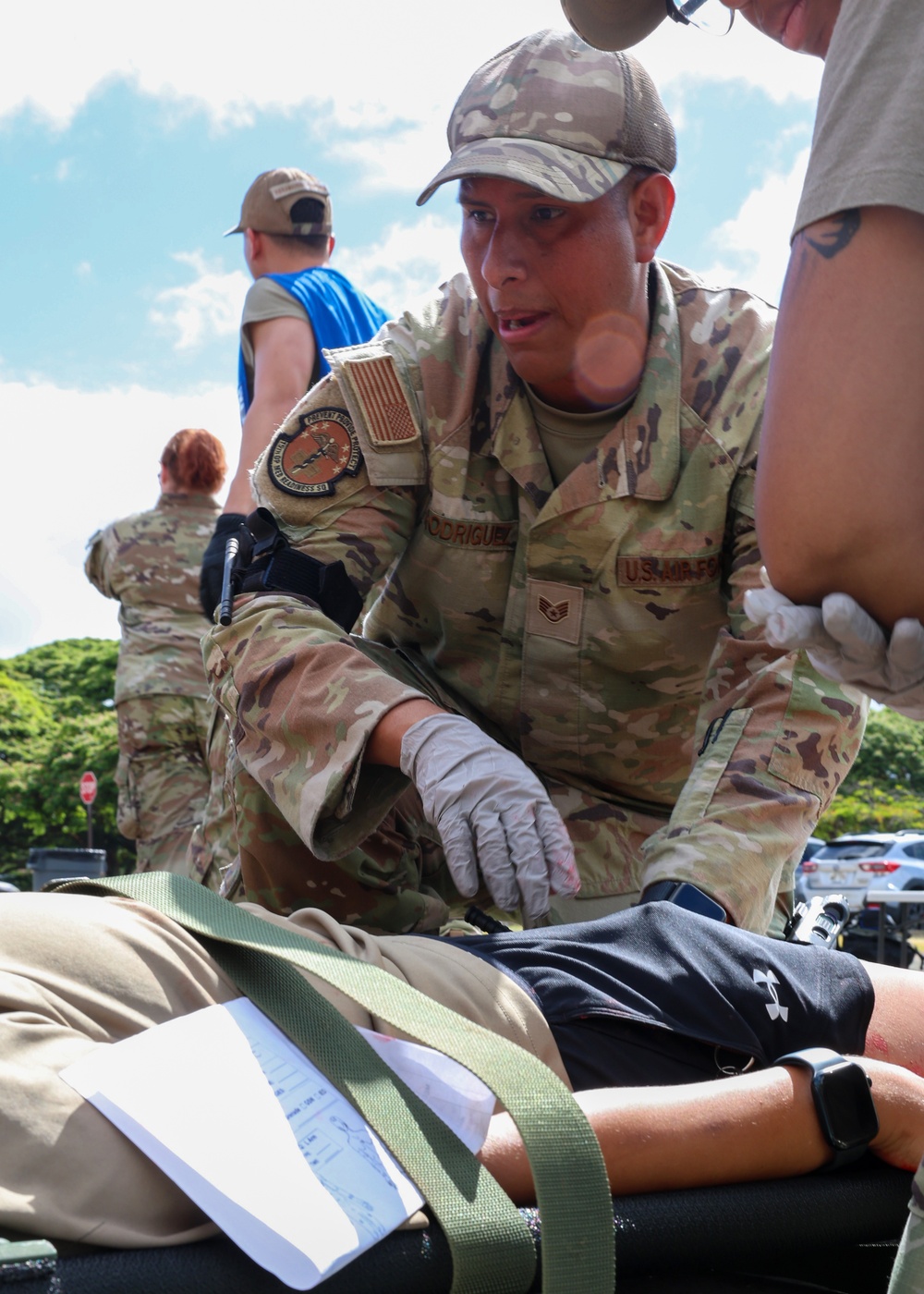 Staff Sergeant Rodruiguez Triages a Patient During a Mass Casualty Drill.