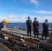 Sailors aboard the USS Howard conduct a sea and anchor detail in Okinawa, Japan