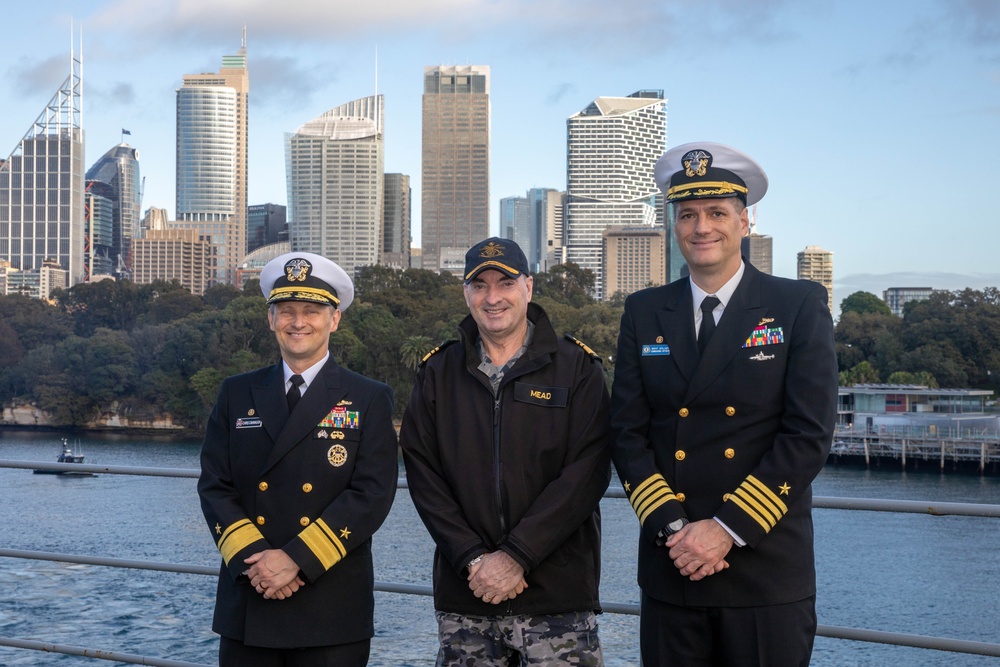 RAN VICE ADM. Mead and USN RADM Cavanaugh Visits Emory S. Land in Sydney