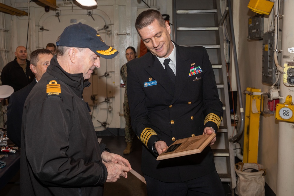 RAN VICE ADM. Mead and USN RADM Cavanaugh Visits Emory S. Land in Sydney