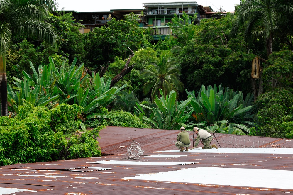 Seabees conduct construction repair projects at Colegio de Limón Diurno in Limón, Costa Rica, as part of Continuing Promise 2024