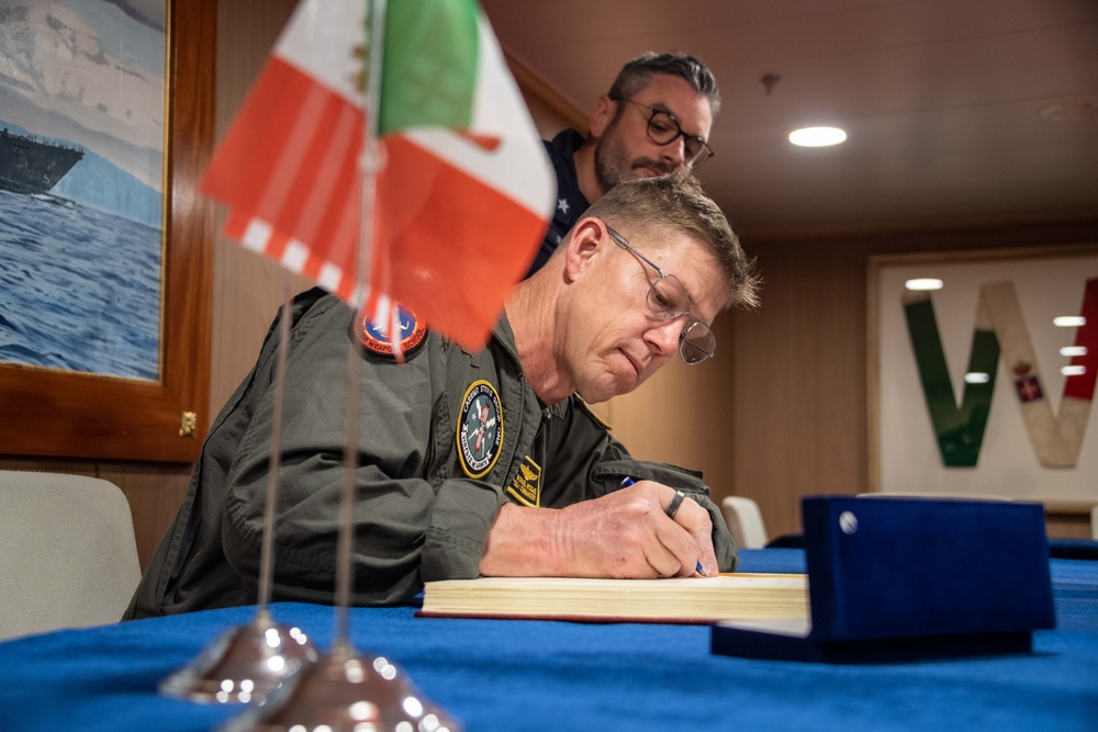 Carrier Strike Group ONE Admiral visits Italian Destroyer during RIMPAC 2024