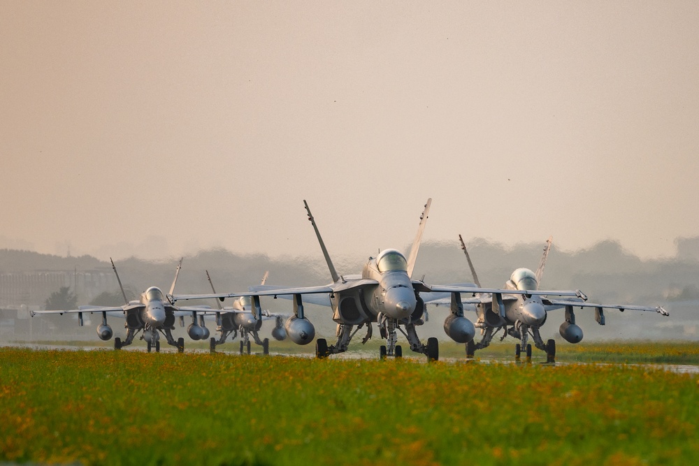 F/A-18 Hornet Aircraft with VMFA(AW) 224 Arrive at Suwon Air Base