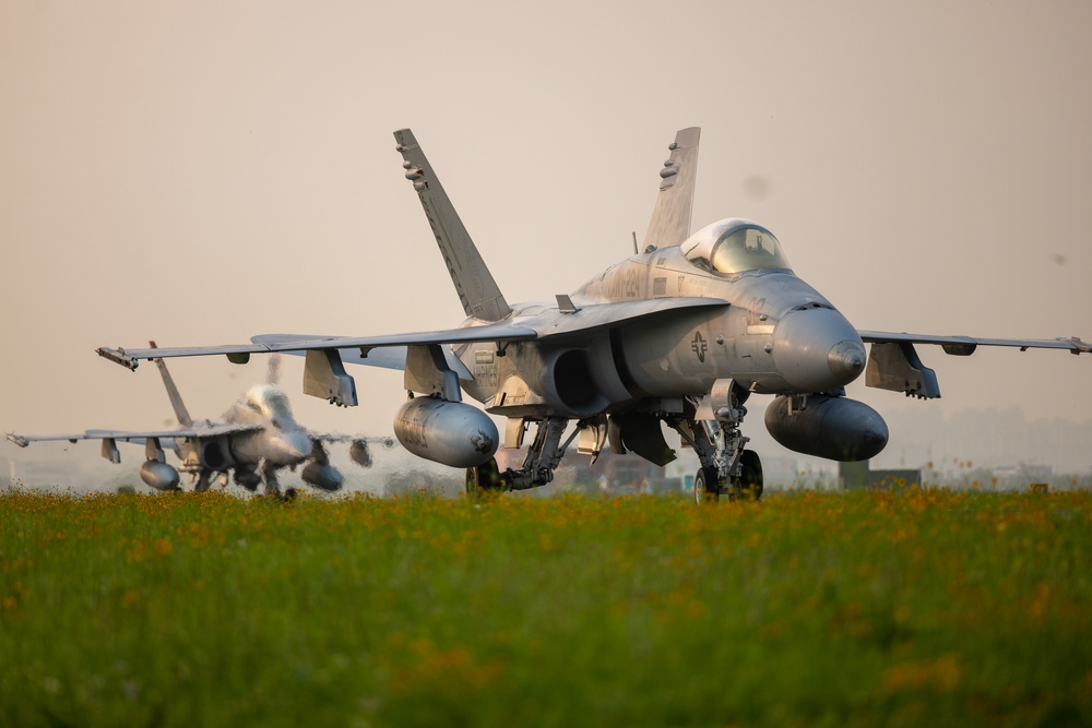 F/A-18 Hornet Aircraft with VMFA(AW) 224 Arrive at Suwon Air Base