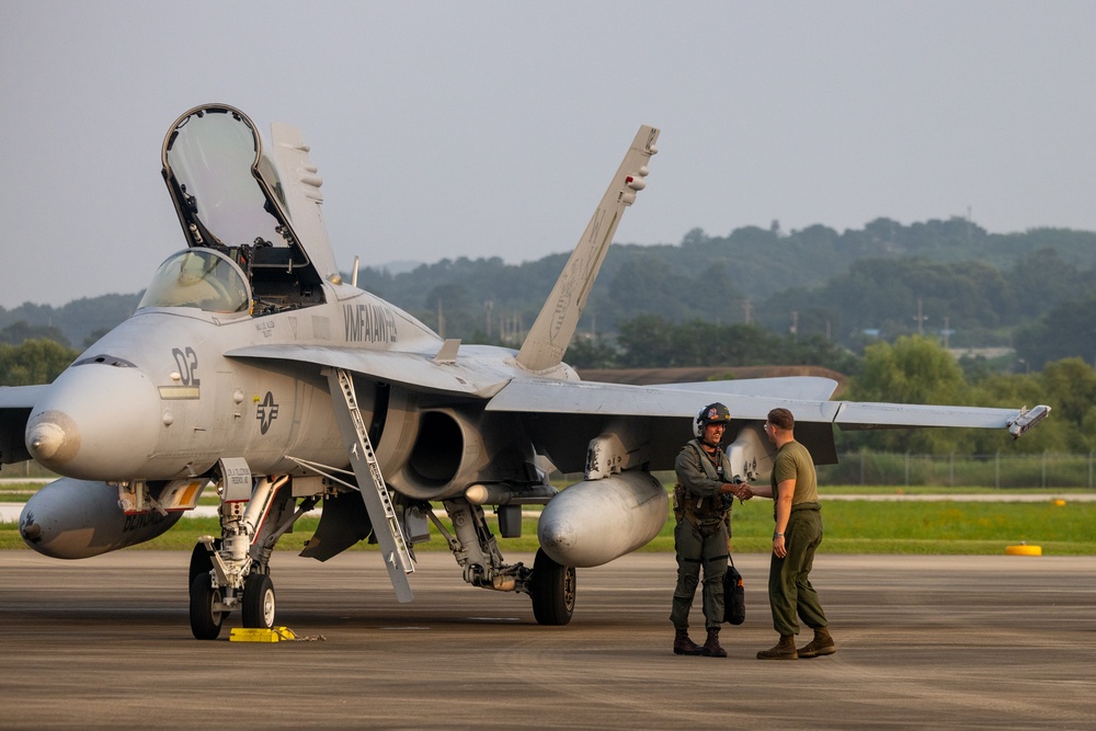 F/A-18 Hornet Aircraft with VMFA(AW) 224 Arrive at Suwon Air Base