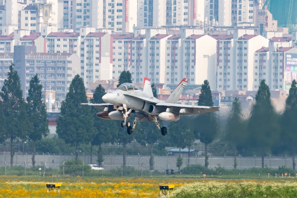 F/A-18 Hornet Aircraft with VMFA(AW) 224 Arrive at Suwon Air Base