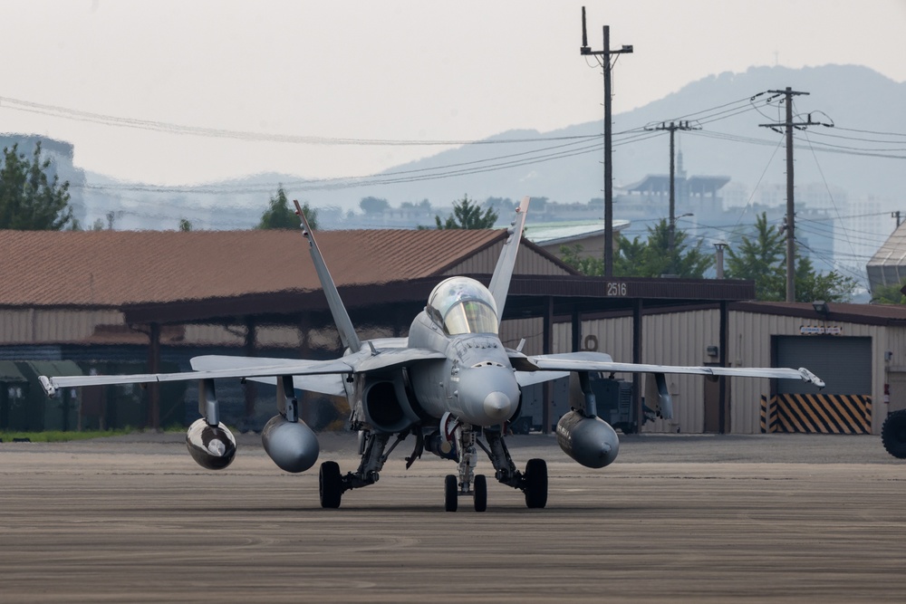 F/A-18 Hornet Aircraft with VMFA(AW) 224 Arrive at Suwon Air Base