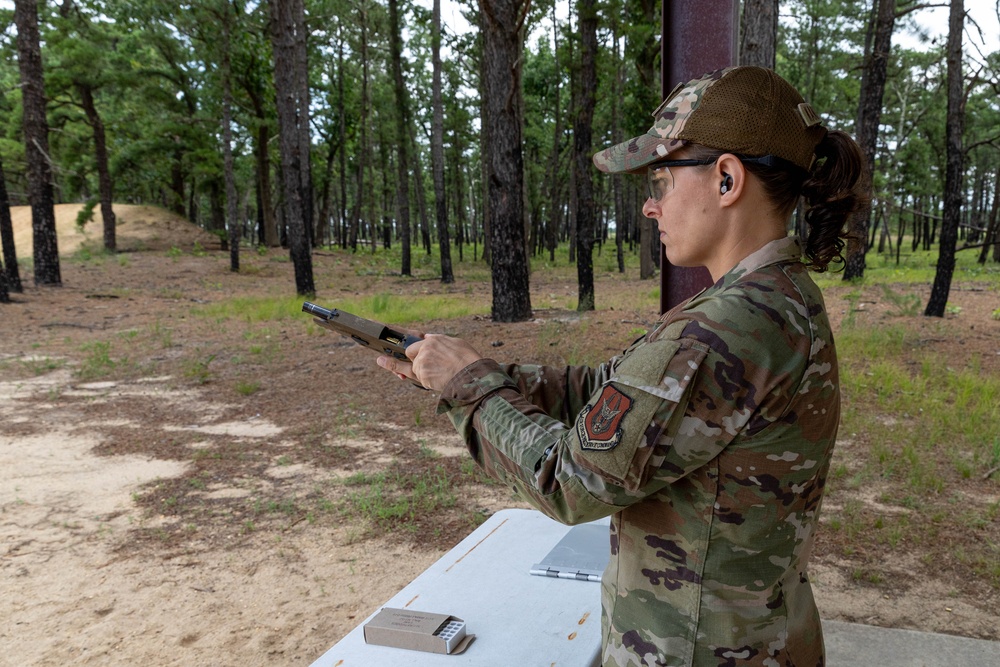 Maj. Mandy Kannapel readies her pistol