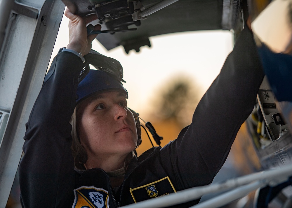 The Navy Flight Demonstration Squadron, the Blue Angels, perform in Traverse City, MI.