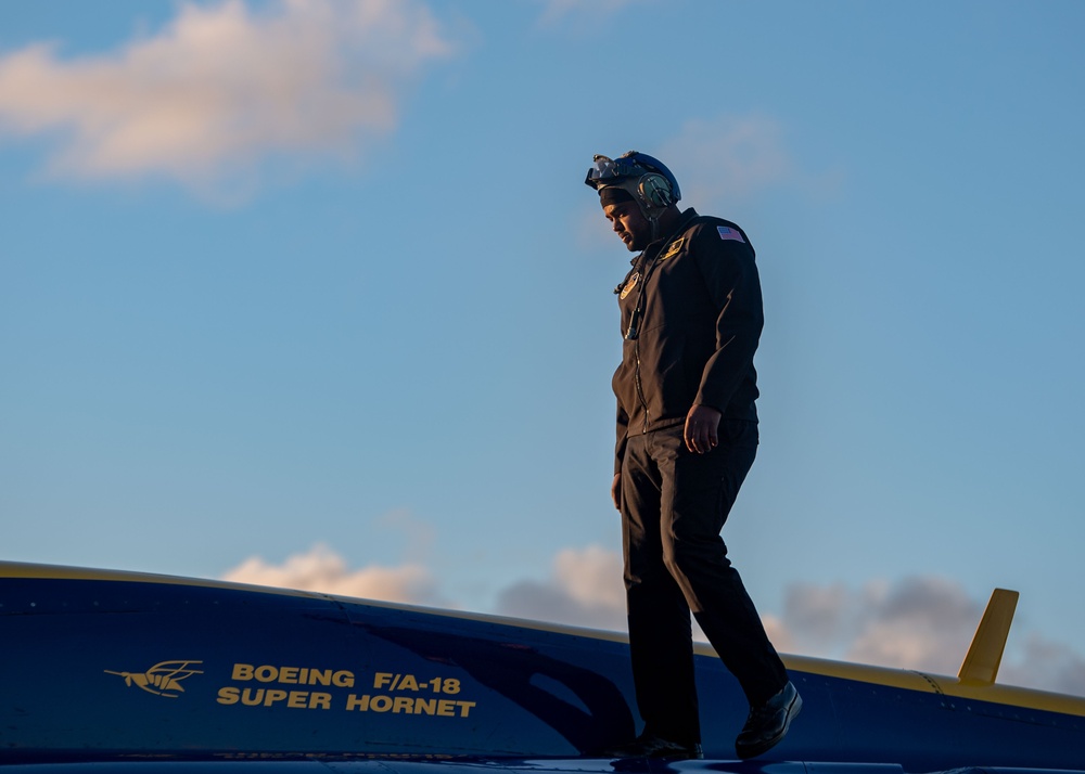 The Navy Flight Demonstration Squadron, the Blue Angels, perform in Traverse City, MI.