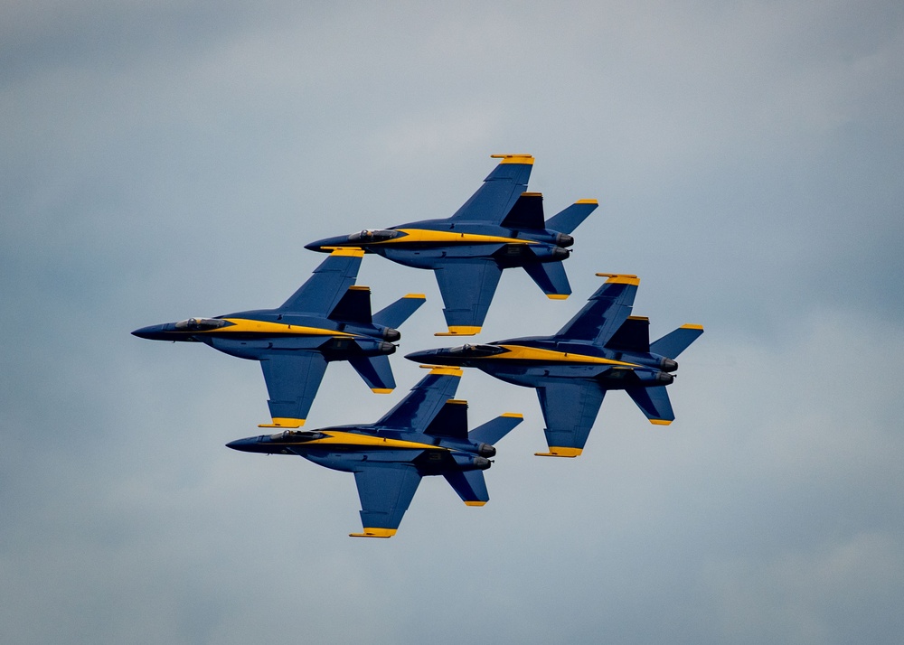 The Navy Flight Demonstration Squadron, the Blue Angels, perform in Traverse City, MI.