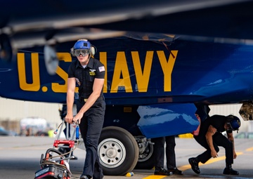 The Navy Flight Demonstration Squadron, the Blue Angels, perform in Johnson City, NY.
