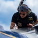 The Navy Flight Demonstration Squadron, the Blue Angels, perform in Johnson City, NY.