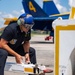 The Navy Flight Demonstration Squadron, the Blue Angels, perform in Pensacola Beach, FL.