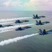 The Navy Flight Demonstration Squadron, the Blue Angels, perform in Pensacola Beach, FL.