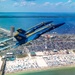 The Navy Flight Demonstration Squadron, the Blue Angels, perform in Pensacola Beach, FL.