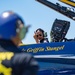 The Navy Flight Demonstration Squadron, the Blue Angels, perform in Pensacola Beach, FL.