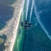 The Navy Flight Demonstration Squadron, the Blue Angels, perform in Pensacola Beach, FL.