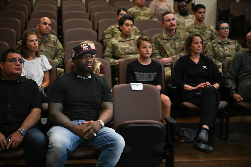 Curtis &quot;50 Cent&quot; Jackson visits Barksdale AFB