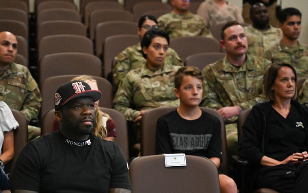 Curtis &quot;50 Cent&quot; Jackson visits Barksdale AFB