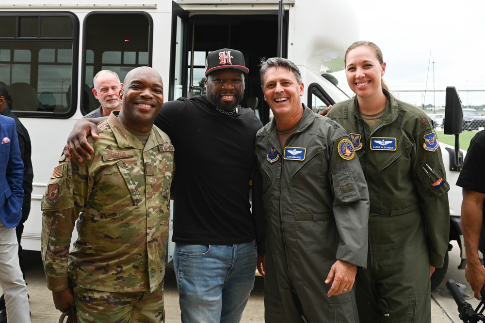 Curtis &quot;50 Cent&quot; Jackson visits Barksdale AFB