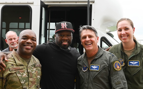 Curtis &quot;50 Cent&quot; Jackson visits Barksdale AFB
