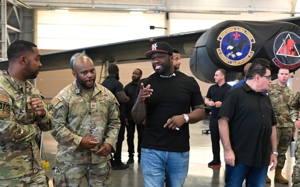 Curtis &quot;50 Cent&quot; Jackson visits Barksdale AFB