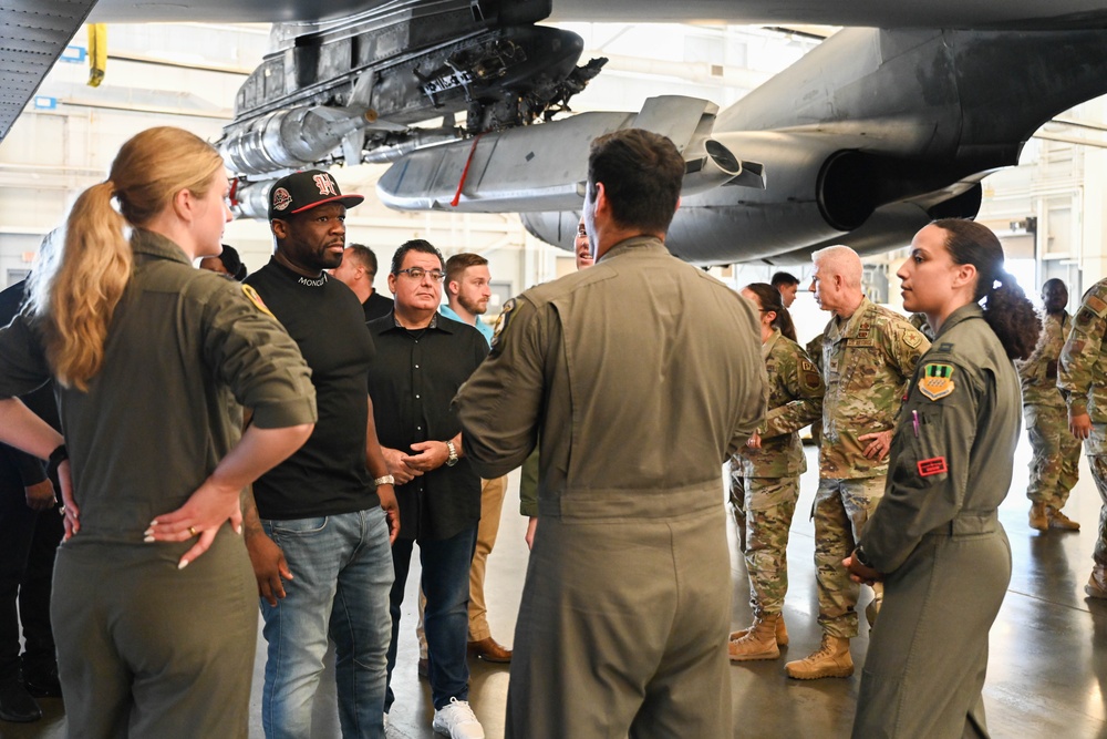 Curtis &quot;50 Cent&quot; Jackson visits Barksdale AFB