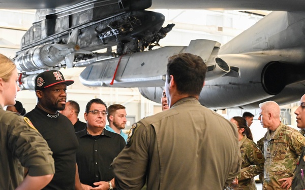 Curtis &quot;50 Cent&quot; Jackson visits Barksdale AFB