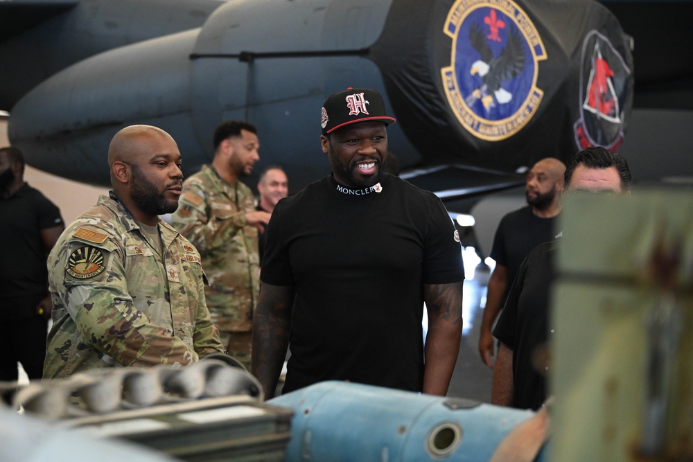 Curtis &quot;50 Cent&quot; Jackson visits Barksdale AFB