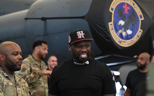Curtis &quot;50 Cent&quot; Jackson visits Barksdale AFB