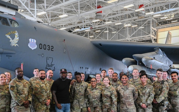 Curtis &quot;50 Cent&quot; Jackson visits Barksdale AFB