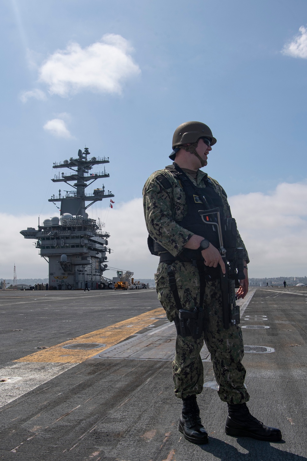 Nimitz Sailor Stands Watch On The Flight Deck