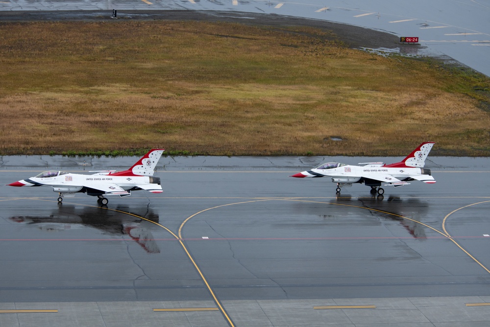U.S. Air Force Thunderbirds arrive at Joint Base Elmendorf-Richardson, Alaska, July 18, 2024