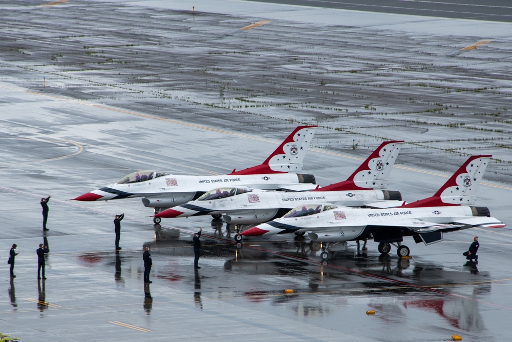 U.S. Air Force Thunderbirds arrive at Joint Base Elmendorf-Richardson, Alaska, July 18, 2024