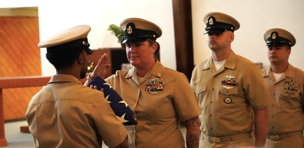 Flag passing detail during retirement ceremony