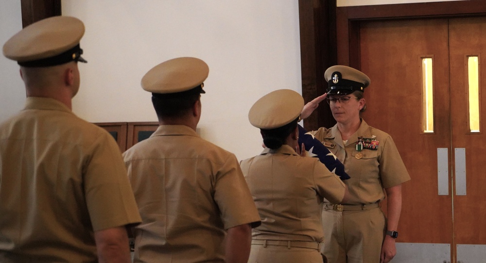 Flag passing detail during retirement ceremony