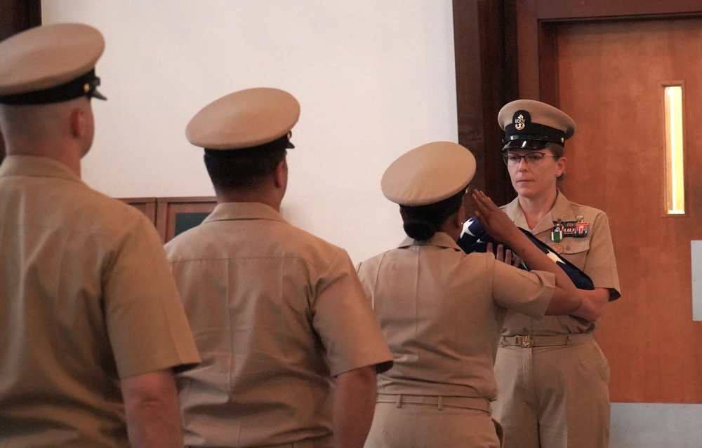 Flag passing detail during retirement ceremony